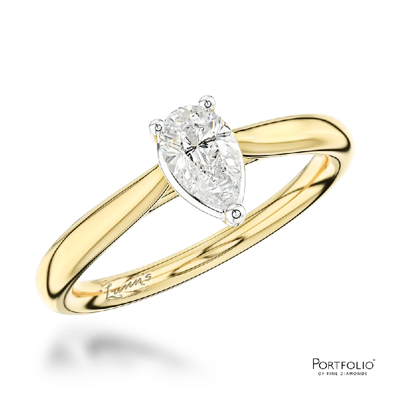 stackable rings for women -Solitaire 0.30ct G VS Diamond Yellow Gold/Platinum Ring