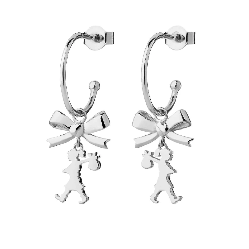 elegant gold earrings for women -Karen Walker Mini Girl with Bow Hoop Earrings - Sterling Silver