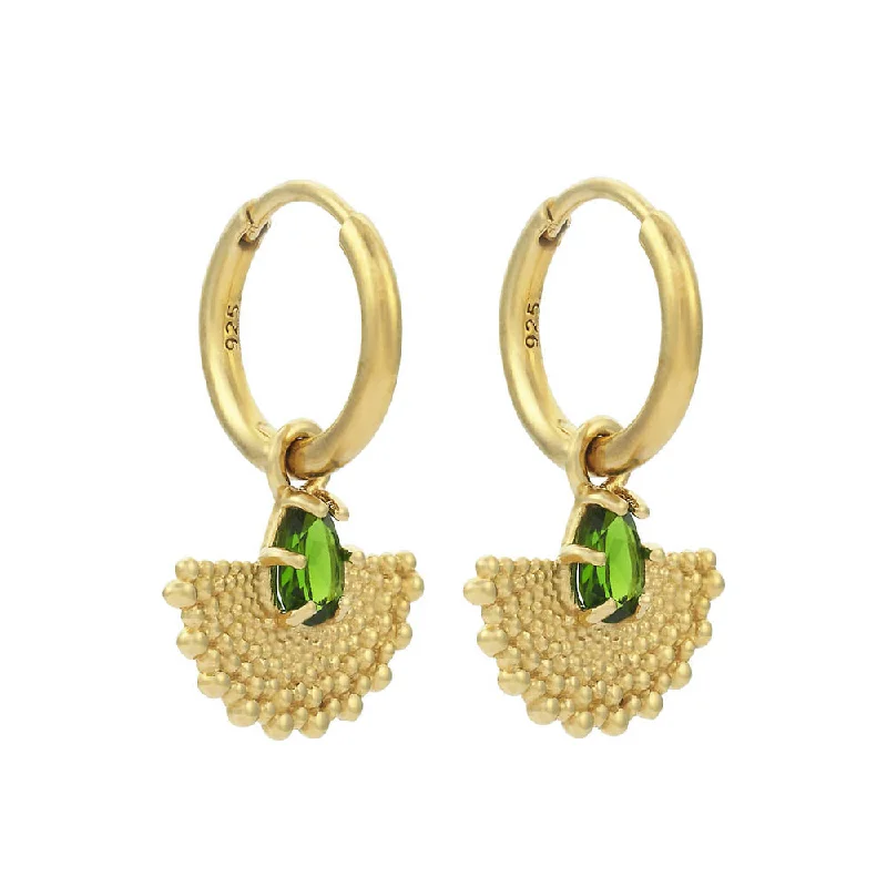 women’s vintage earrings -Zoe & Morgan Petal Earrings - Gold Plated & Chrome Diopside