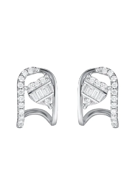 trendy stud earrings for women -TOMEI Loving U Diamond Earrings, White Gold 585