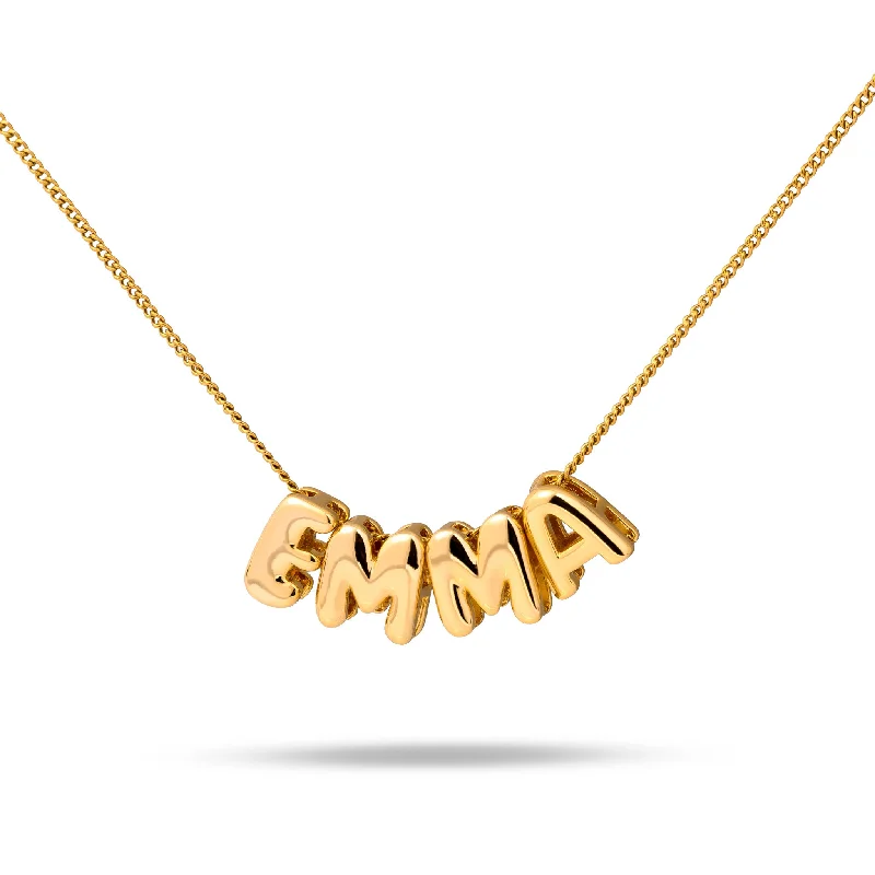 women’s necklaces -Bubble initials necklace gold