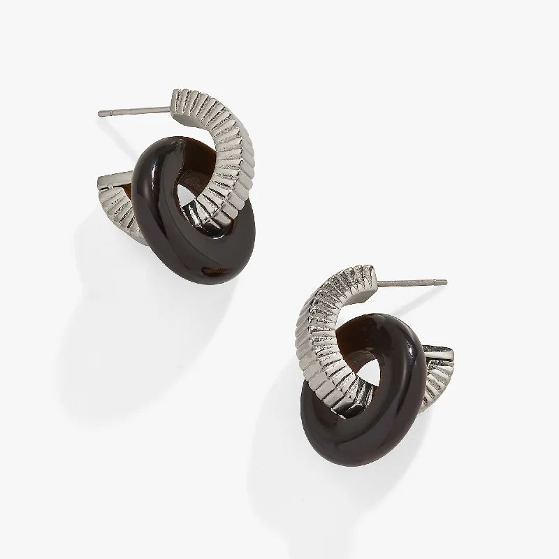 luxury gold earrings -Black Onyx Textured Earrings