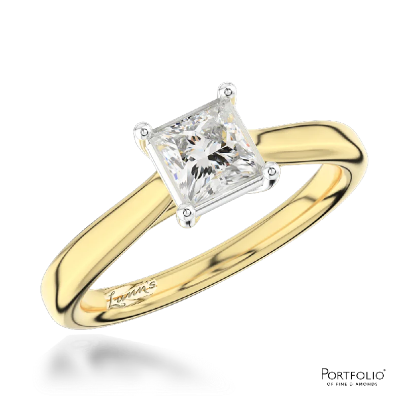 women’s engagement rings sets -Solitaire 0.60ct G SI1 Diamond Yellow Gold/Platinum Ring