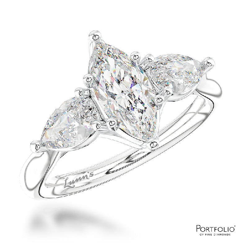 dainty rings for women -Three Stone 0.50ct E VS2 Diamond Platinum Ring