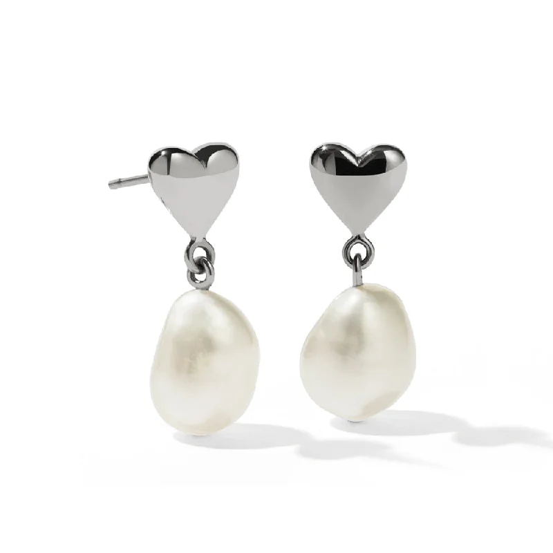 elegant drop earrings for women -Meadowlark Mini Camille Pearl Drop Earrings - Sterling Silver