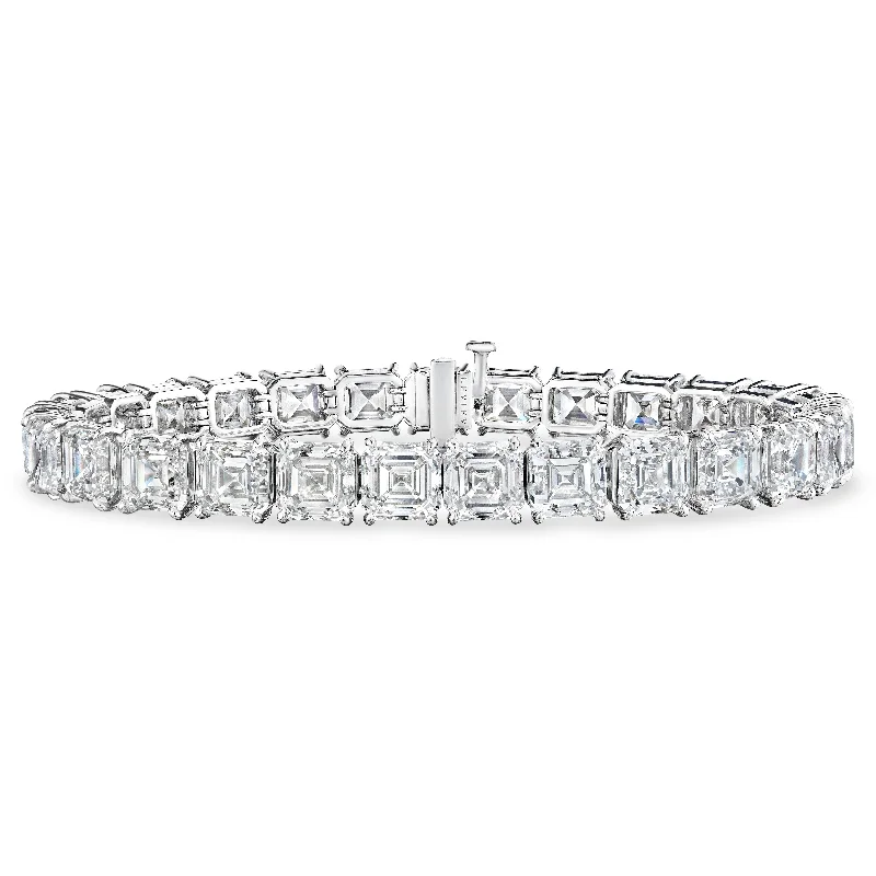 colorful bangles for women -Asscher Cut Diamond Tennis Bracelet, 40.5 CT