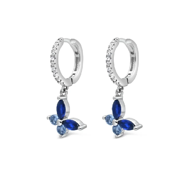 fashionable drop earrings -BUTTERFLY HOOP SILVER EARRING