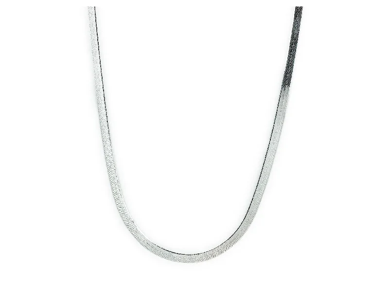 layered chain necklaces for women -Sterling silver 3.5mm herringbone chain necklace