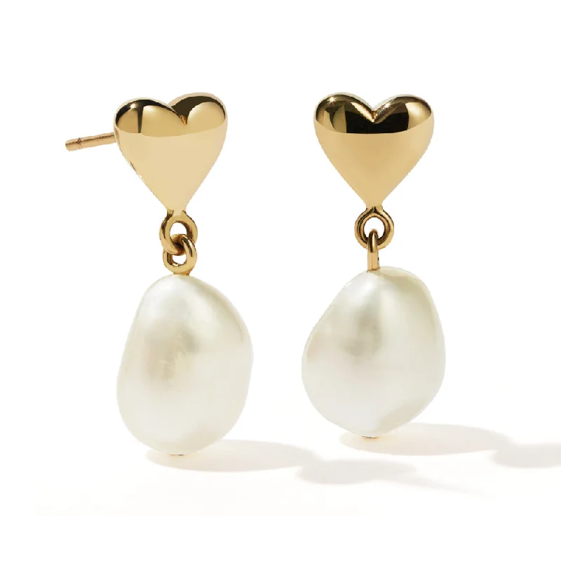 luxury pearl earrings -Meadowlark Mini Camille Pearl Drop Earrings - Gold Plated