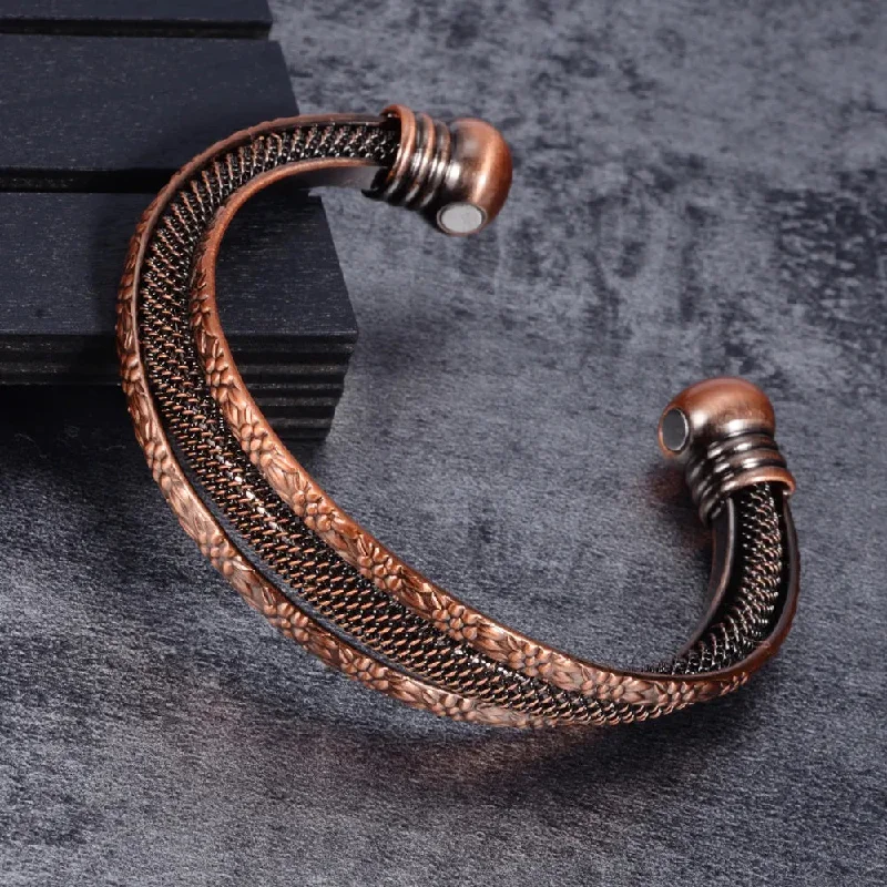 vintage-inspired bangles for women -Twisted Vintage Pure Copper Energy Bangles