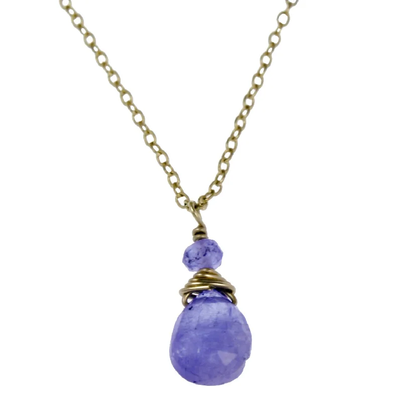 vintage gold necklaces for women -Tanzanite One Drop Necklace