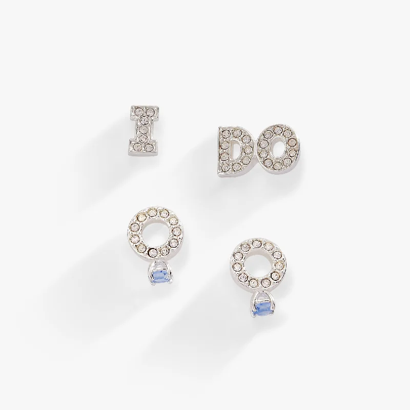 long earrings for women -Bridal “I Do” Duo Stud Earring Set