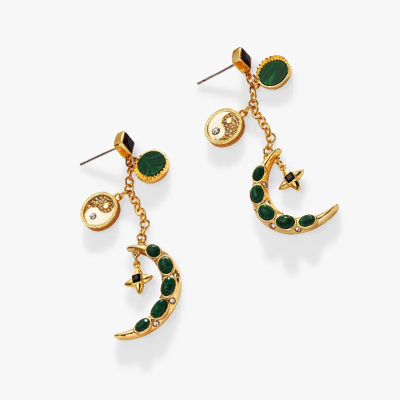 hoop earrings for women -Malachite Charm Earrings