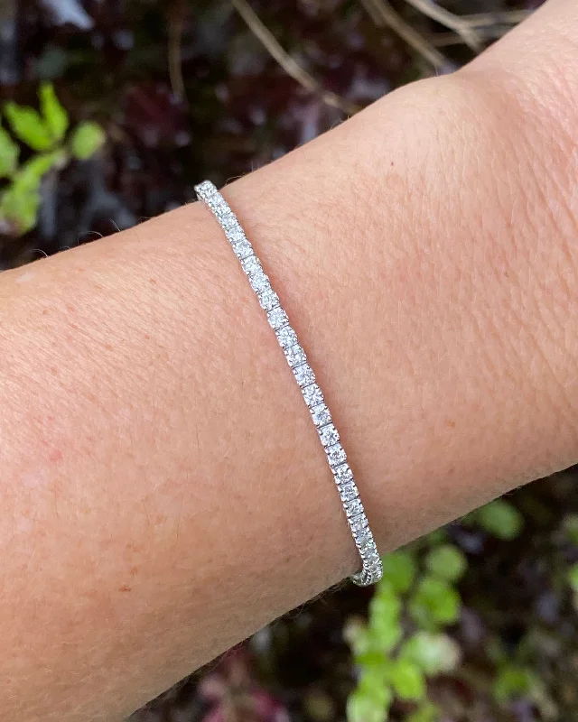 infinity bangle bracelets -18ct White Gold 3.65ct Brilliant Cut Diamond Line Tennis Bracelet