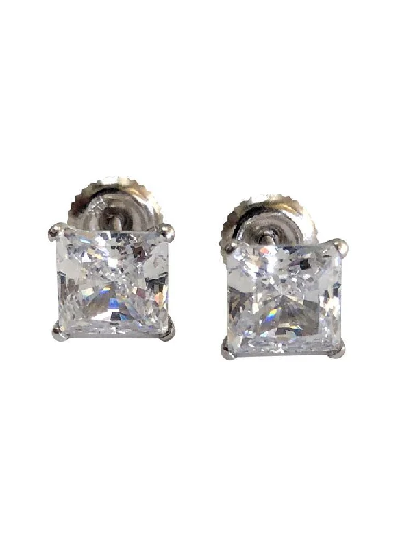 women’s vintage earrings -2.5 TCW Princess Cut Martini Stud Earrings 14K White Gold