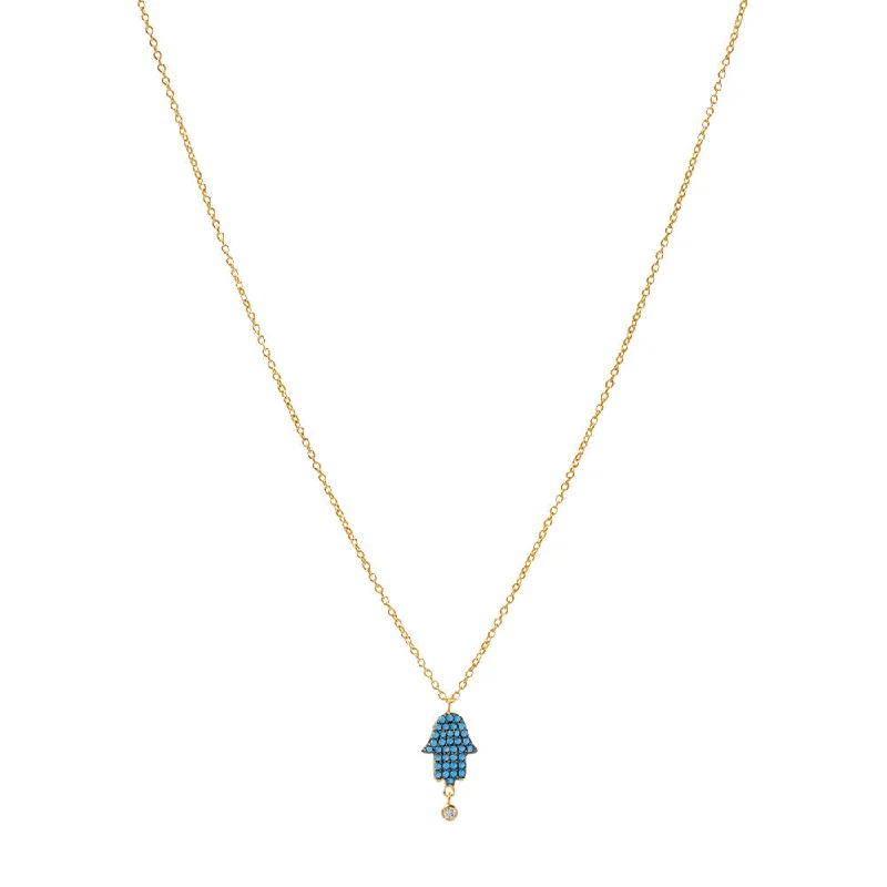 luxury diamond necklaces for women -Turquoise Hamsa Necklace