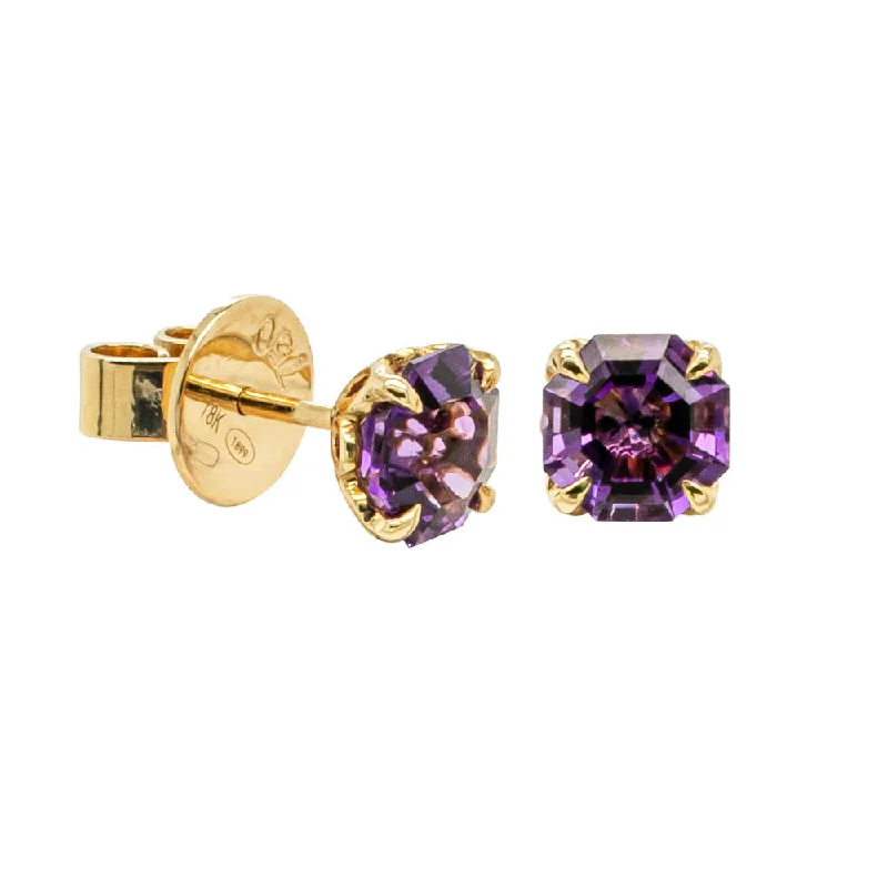 gold-plated earrings for women -18ct Yellow Gold Amethyst Octavia Stud Earrings