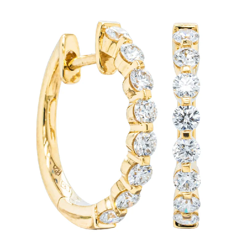 crystal drop earrings -18ct Yellow Gold .69ct Diamond Hoop Earrings