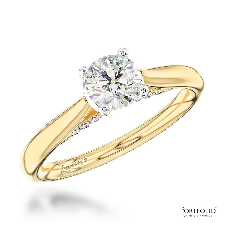 women’s silver stacking rings -Solitaire 0.50ct G VS2 Diamond Yellow Gold/Platinum Ring