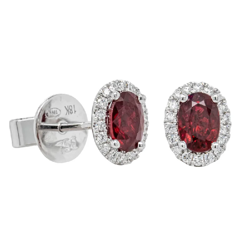 gemstone earrings for women -18ct White Gold 1.57ct Ruby & Diamond Earrings