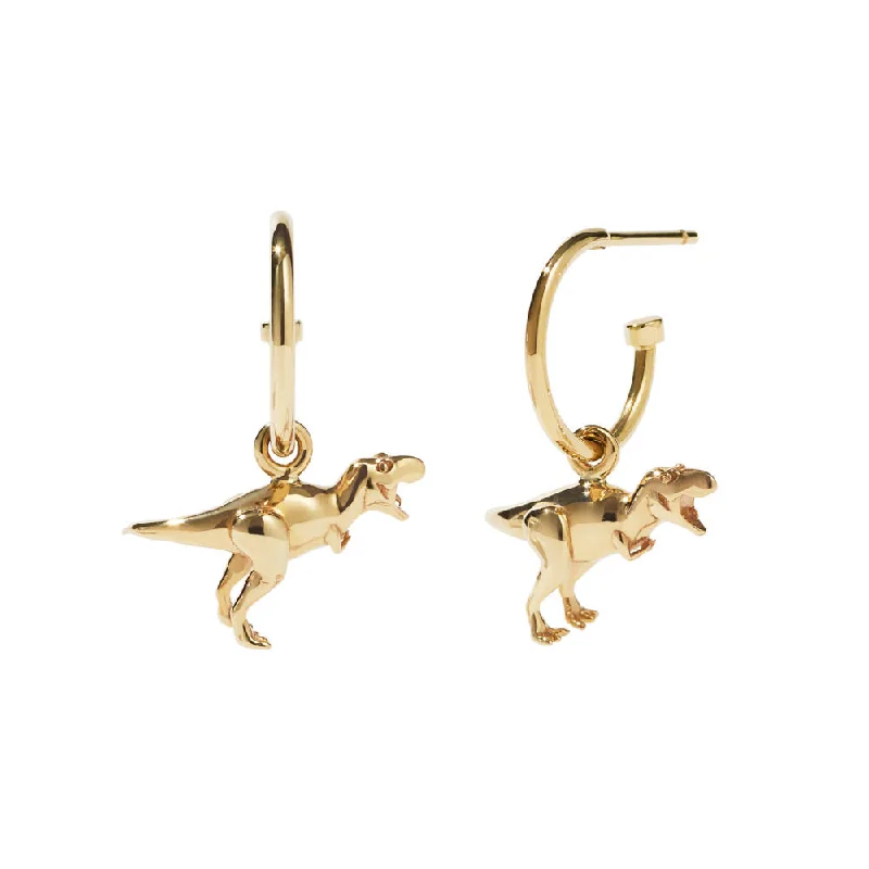 custom-designed hoop earrings -Meadowlark Dinosaur Signature Hoop Earrings - Gold Plated