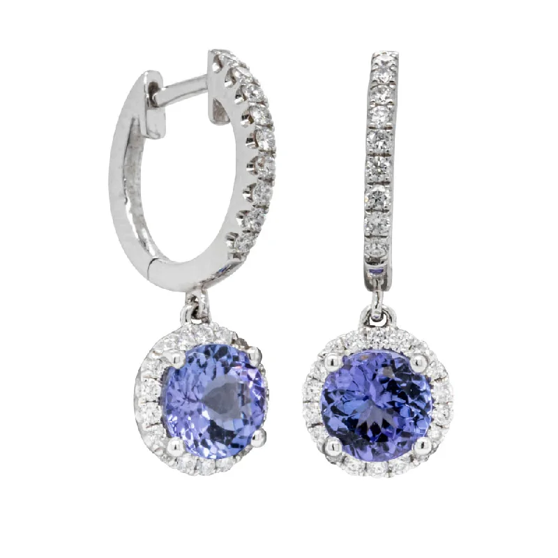 silver earrings for women -18ct White Gold 2.78ct Tanzanite & Diamond Drop Earrings