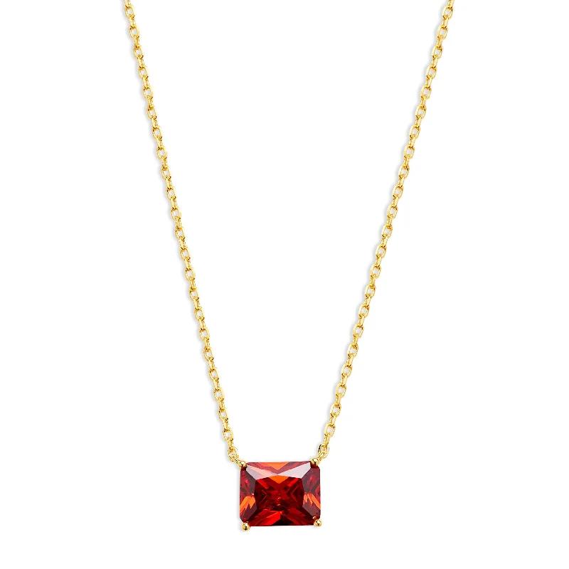 personalized engraving necklaces for women -THE RED SOLITAIRE EMERALD NECKLACE