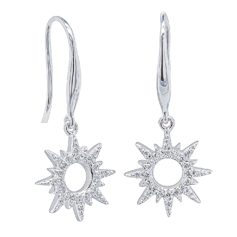 romantic earrings for women -14ct White Gold .13ct Diamond Sol Earrings