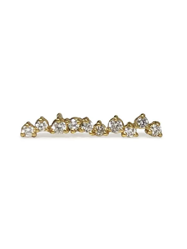 trendy statement earrings for women -Delicate Clustered Diamond Ear Climber 14 K Gold