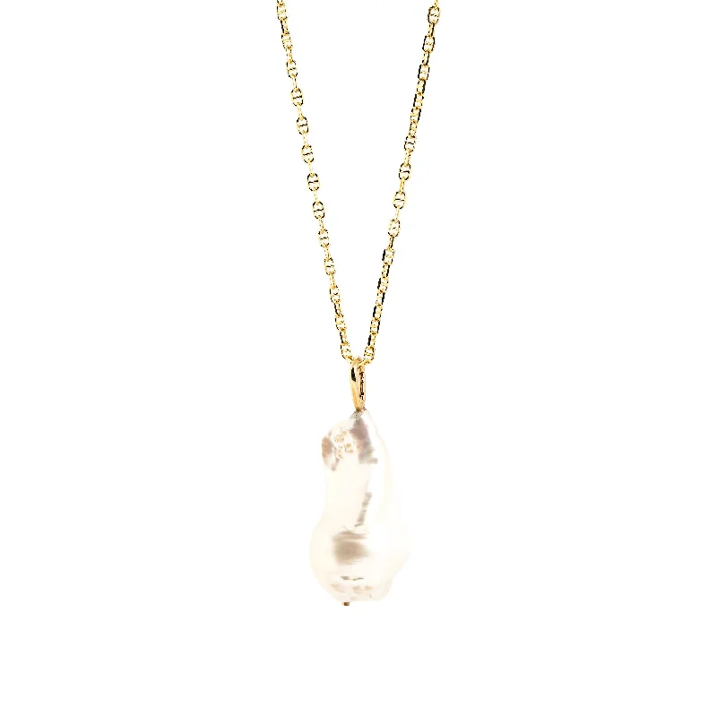 adjustable necklaces for women -Baroque Pearl Pendant / Necklace, Solid Gold