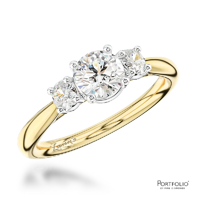 women’s solitaire diamond rings -Three Stone 0.50ct G SI1 Diamond Yellow Gold/Platinum Ring