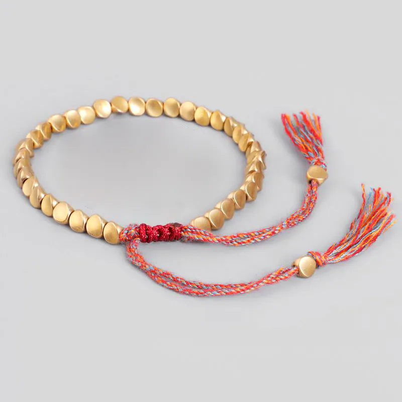 women’s charm bracelets -Tibetan Copper Bead and Luck Rope Bracelet