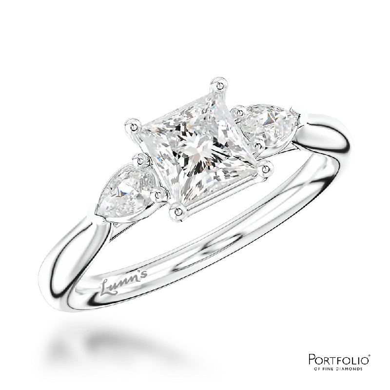 vintage-style engagement rings -Three Stone 0.41ct E VS2 Diamond Platinum Ring