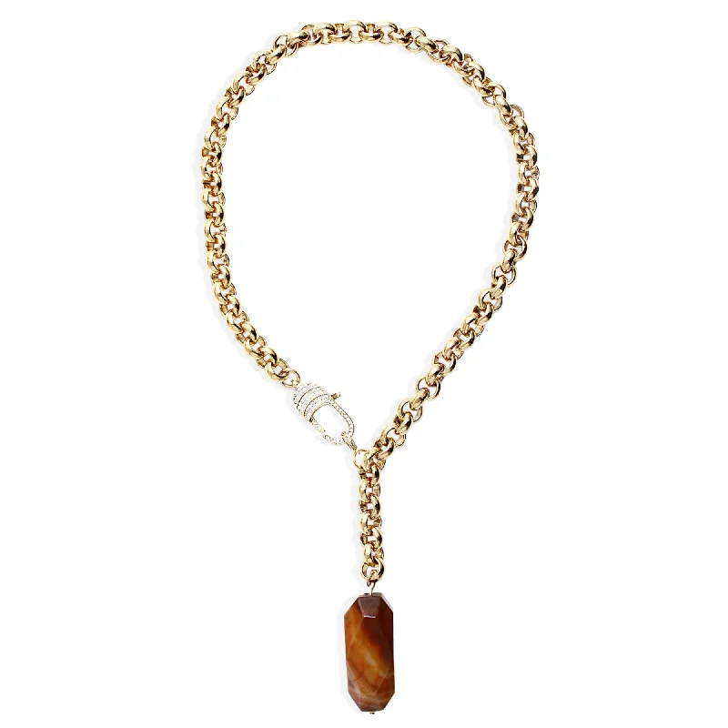 wedding necklaces for women -REINE Necklace - Gold with Brown Agate