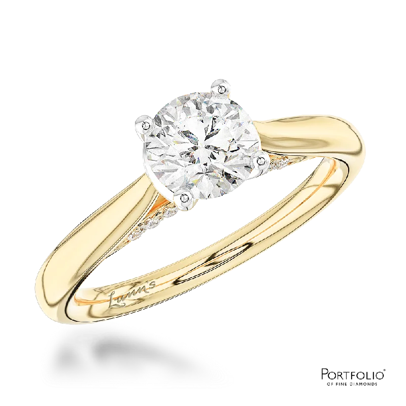 personalized engraved rings -Solitaire 0.70ct G SI1 Diamond Yellow Gold/Platinum Ring