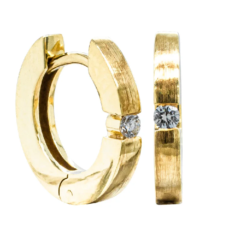 elegant hoop earrings -Deja Vu 14ct Yellow Gold .06ct Diamond Hoop Earrings