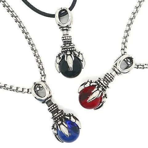 women’s engagement necklaces -Stainless Steel Dragon Claw Pendant Necklace