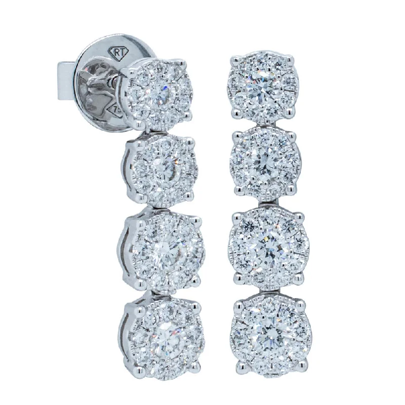 trendy stud earrings for women -18ct White Gold .93ct Diamond Drop Earrings