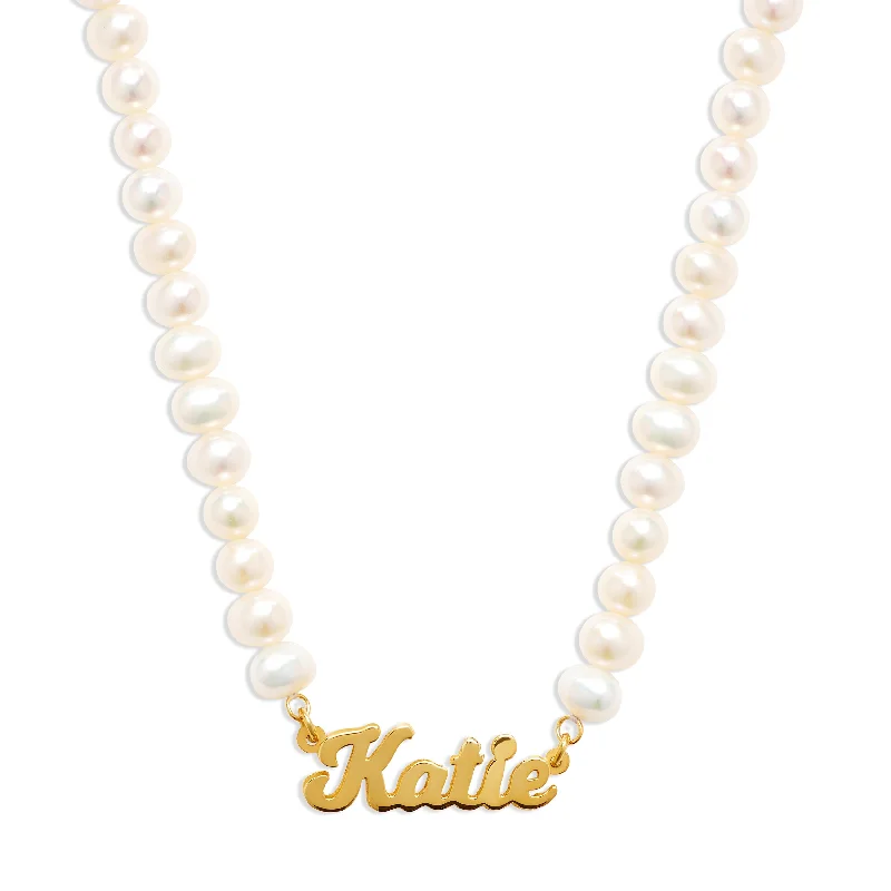 double chain necklaces for women -THE PEARL NAMEPLATE NECKLACE