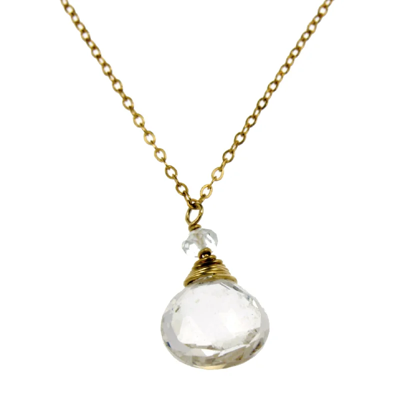 contemporary necklaces for women -White Topaz One Drop Necklace