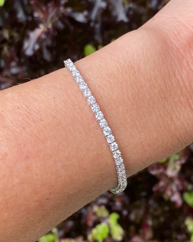 crystal bangles for women -18ct White Gold 5ct Brilliant Cut Diamond Line Tennis Bracelet