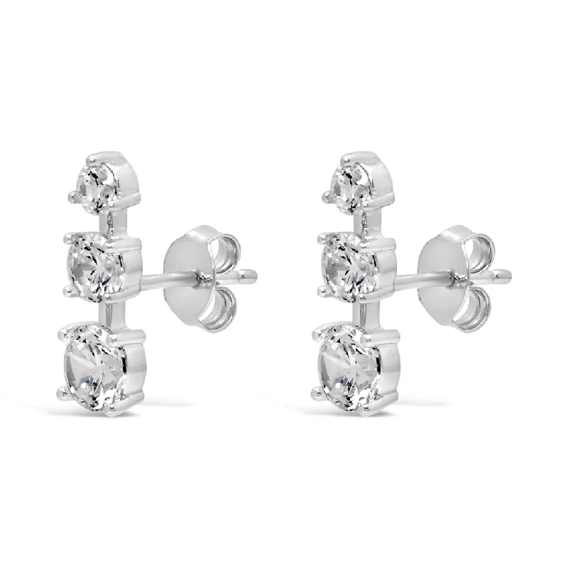 stylish earrings for women -GRADED STRAIGHT ROUNDS STUD SILVER EARRING