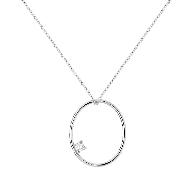 designer necklaces for women -Oval Spark Silver Necklace