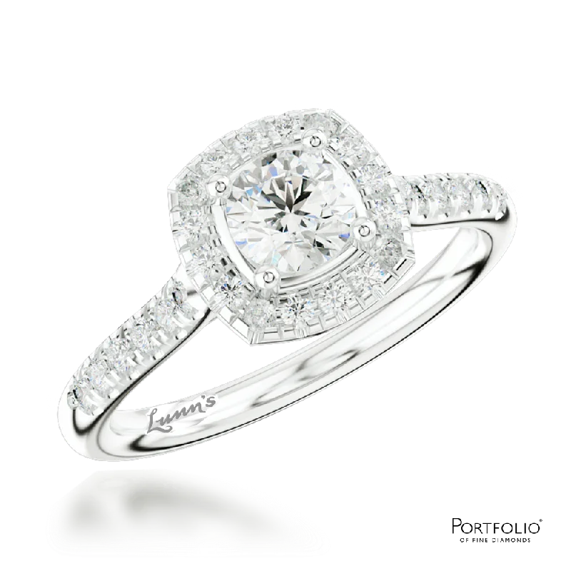 sparkling rings for women -Cluster 0.40ct G SI1 Diamond Platinum Ring