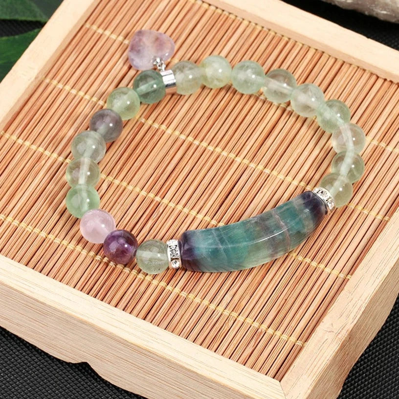 beautiful charm bracelets for women -Fluorite Heart Crystal Bracelet