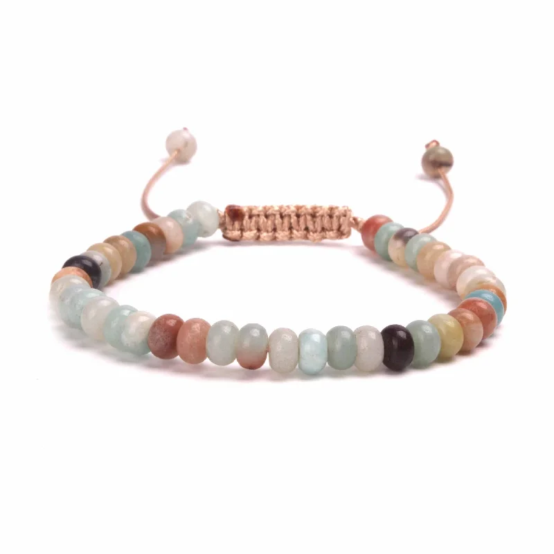 leather bangles for women -Lucky Friendship Natural Stone Beaded Bracelet