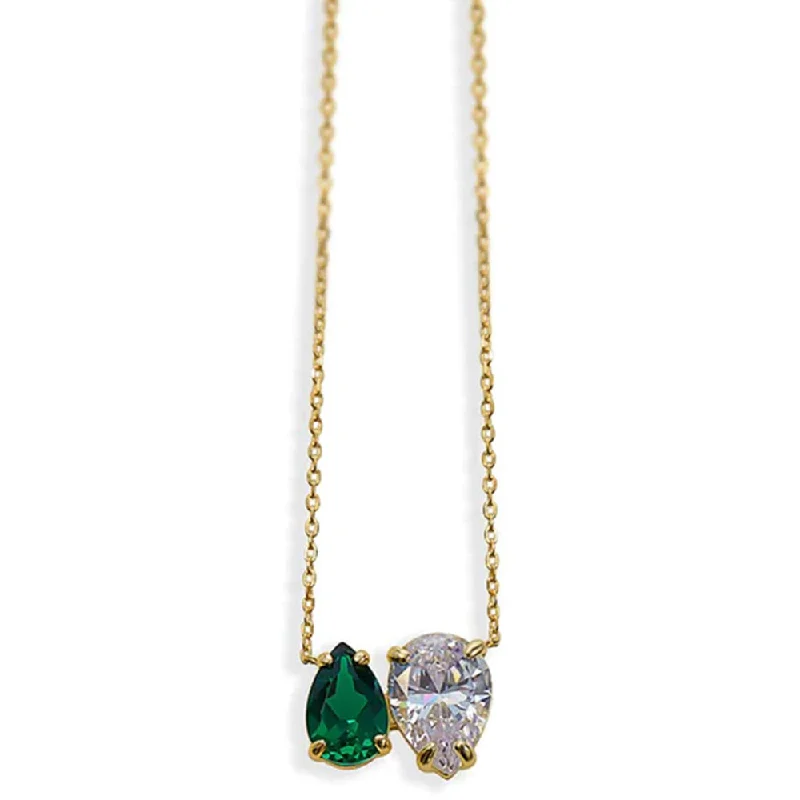 gold pendant necklaces for women -THE GREEN EMERALD PEAR NECKLACE