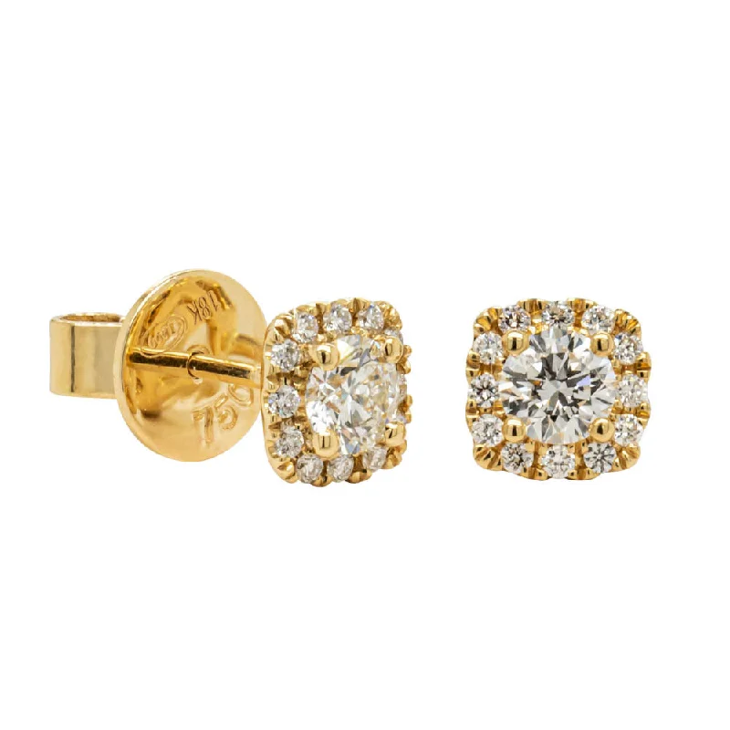 stud earrings for women -18ct Yellow Gold .55ct Diamond Peony Stud Earrings