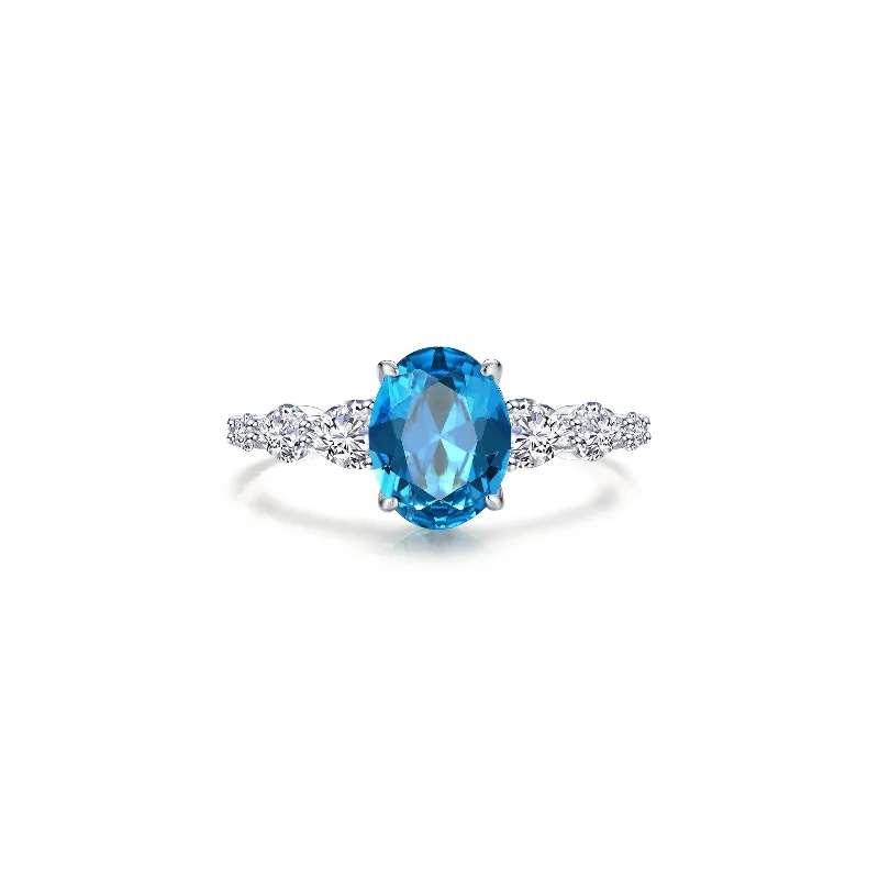 designer rings for women -Lafonn Classic Oval Blue Blue Topaz Ring R0540BTP