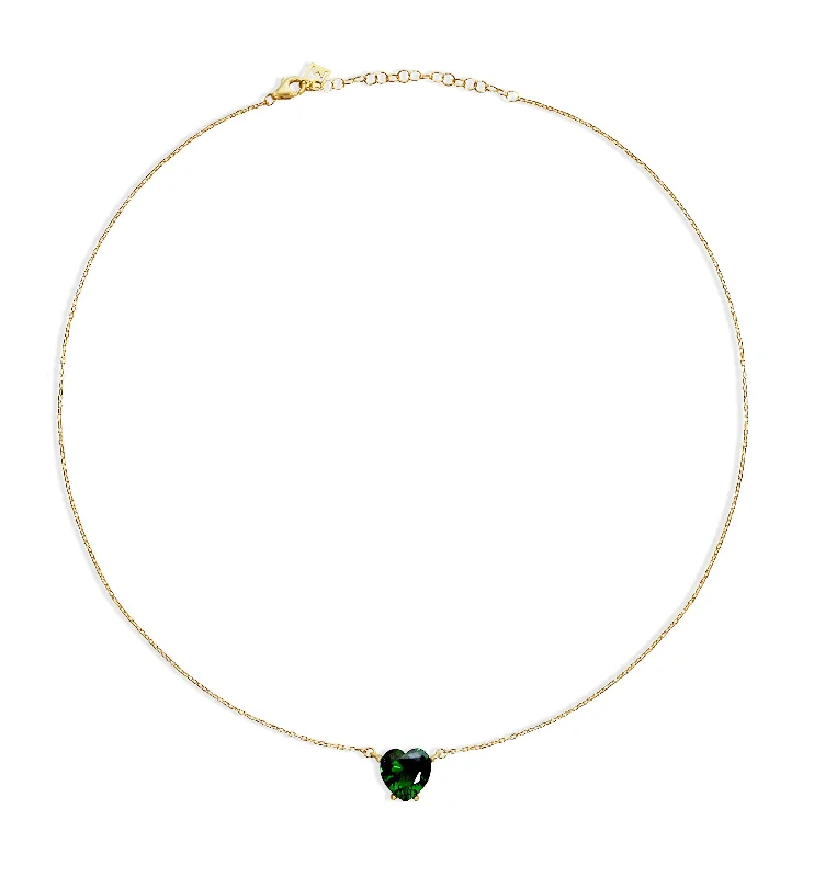 women’s engagement pendant necklaces -THE GREEN EMERALD HEART PENDANT NECKLACE